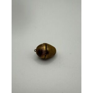 Vintage Acorn Locket Trinket Box Pendant Charm Brass Ornate Collectible